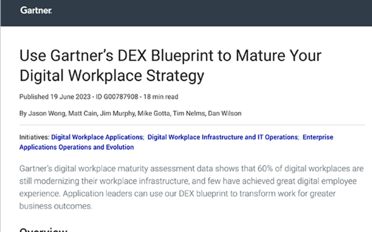 Use Gartner’s DEX Blueprint to Mature Your Digital Workplace Strategy